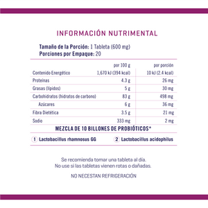 PROBIOTIX KIDS, 10 billones de Probióticos, Suplemento Alimenticio, 20 tabletas masticables sabor a Moras